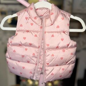 NWT Pink Heart Puffer Vest